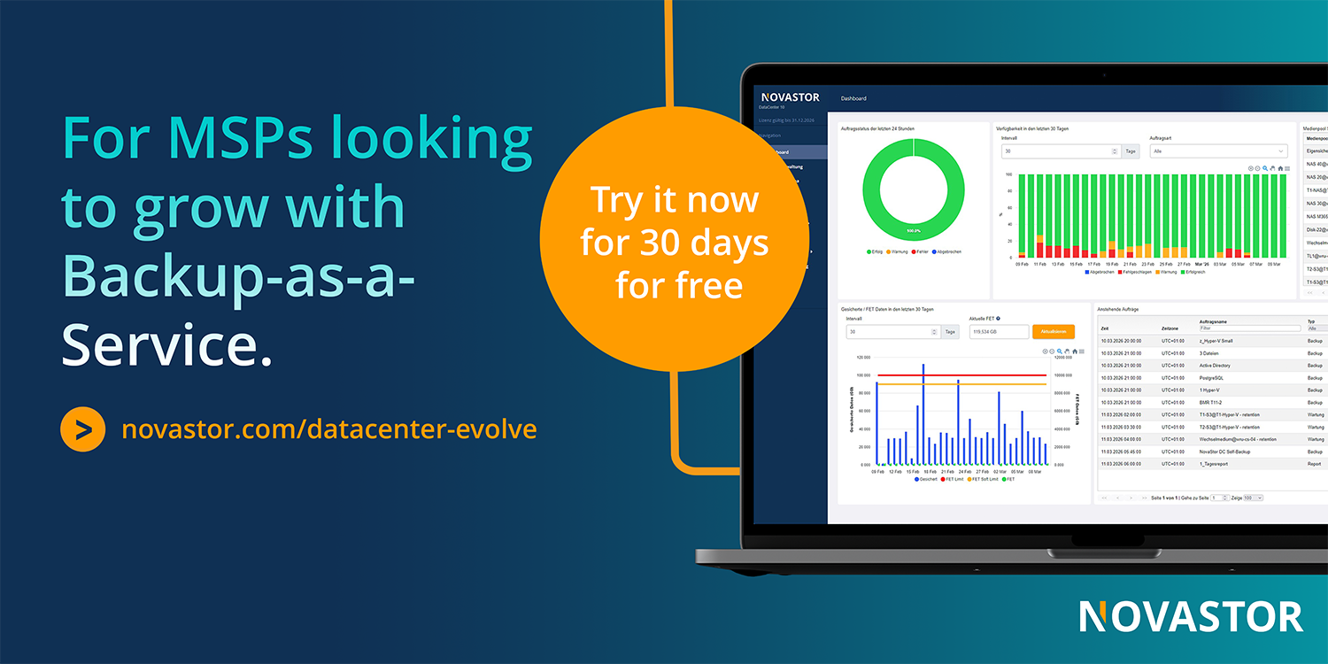 NovaStor DataCenter Evolve - Try it now Banner 2 english